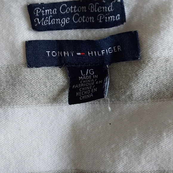 Tommy Hilfiger Womens Size L Pima Cotton Blend Jumper Orange Grey White - Picture 4 of 7